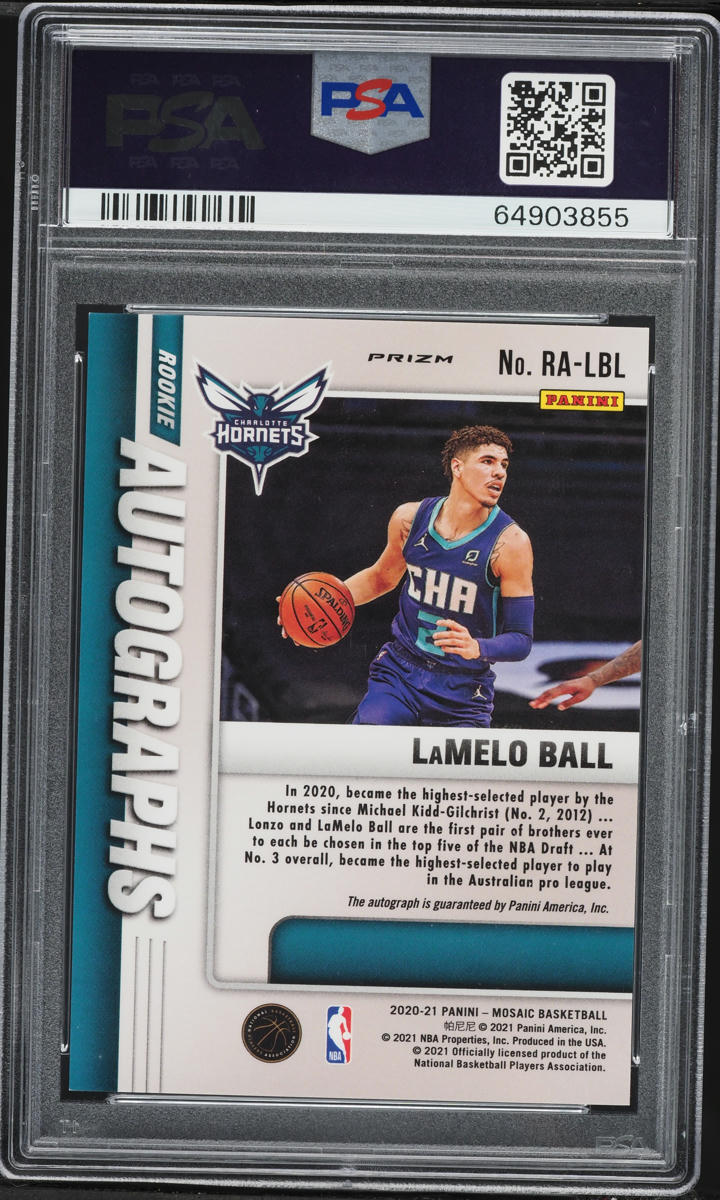 2020 Panini Mosaic Fusion Red Yellow LaMelo Ball ROOKIE AUTO #RA-LBL PSA 9 MINT