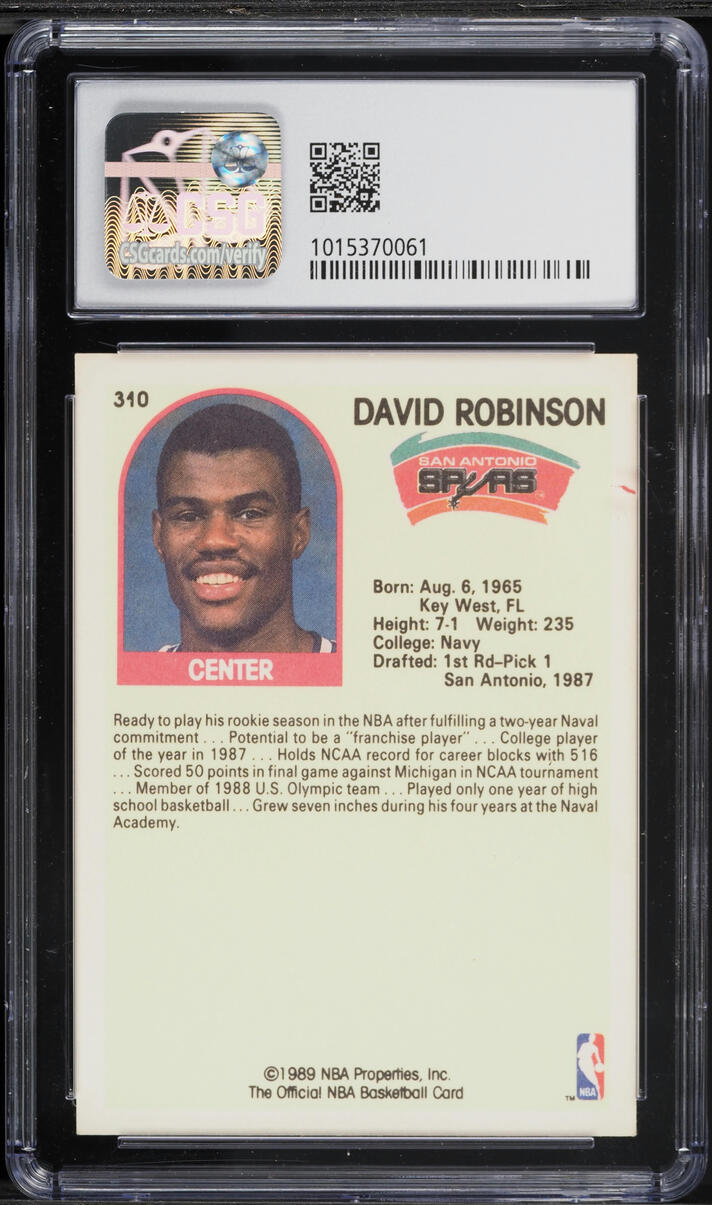1989 Hoops David Robinson ROOKIE #310 CSG 8.5 NM-MT+