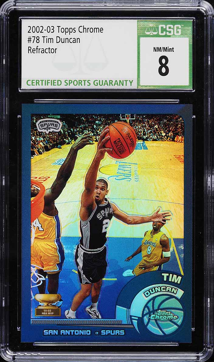 2002 Topps Chrome Refractor Tim Duncan #78 CSG 8 NM-MT