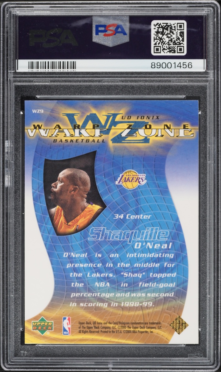 1999 Upper Deck Ionix Warp Zone Shaquille O'Neal #WZ9 PSA 10 GEM MINT