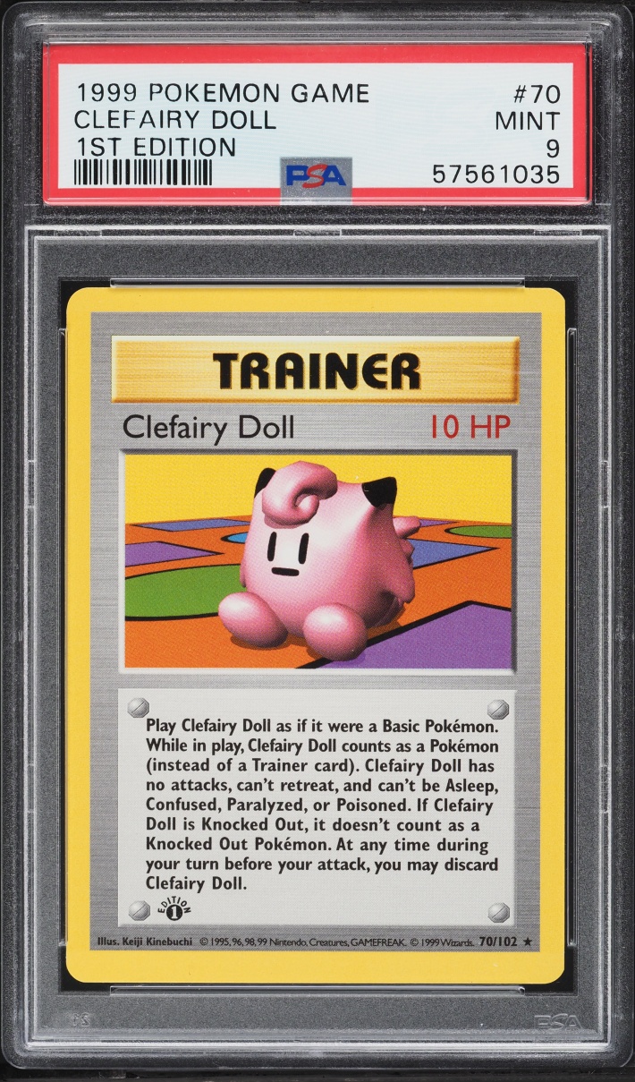 1999 Pokemon Base Set Shadowless 1st Edition Clefairy Doll #70 PSA 9 MINT