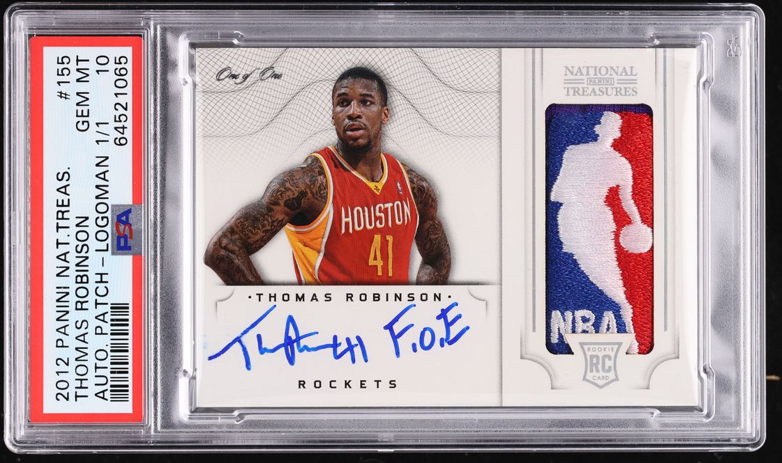 2012 National Treasures Logoman Thomas Robinson ROOKIE PATCH AUTO 1/1 #155 PSA 10 GEM MINT - Photo 1