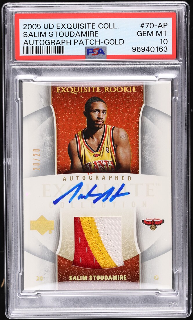 2005 Exquisite Collection Gold Salim Stoudamire ROOKIE PATCH AUTO 20/20 #70-AP PSA 10 GEM MINT - Photo 1