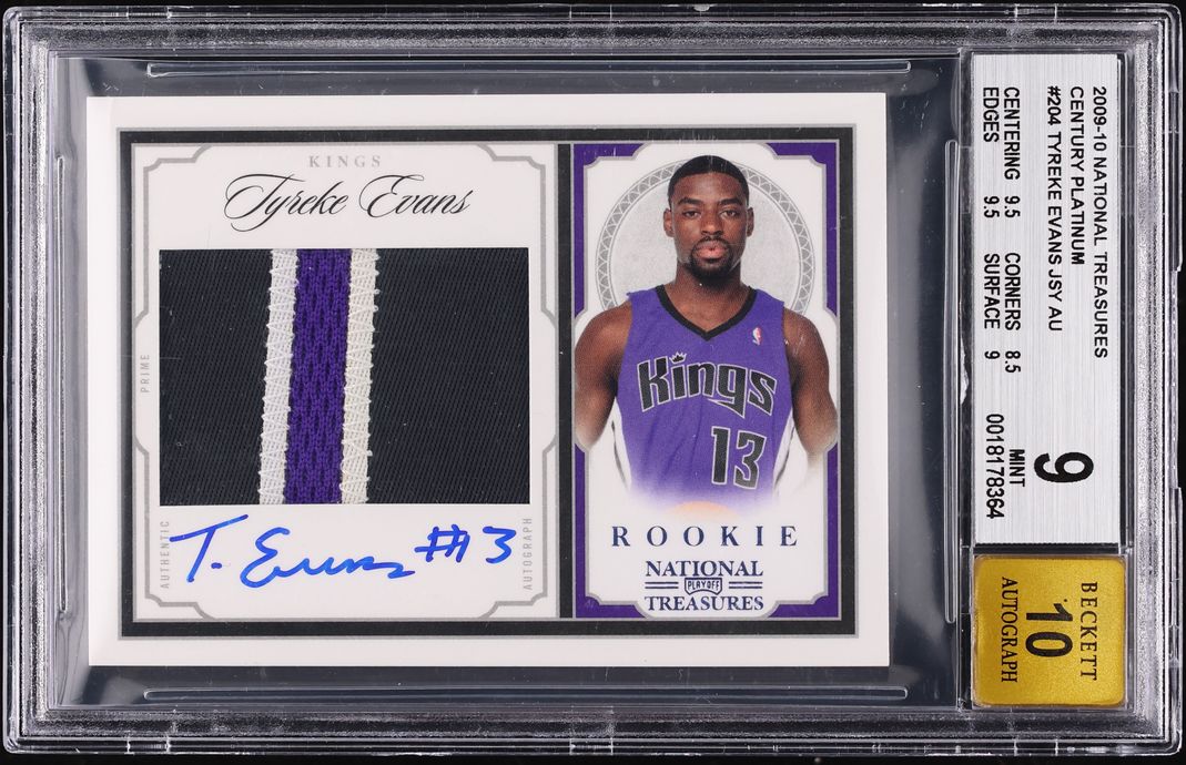 2009 National Treasures Platinum Tyreke Evans ROOKIE PATCH AUTO /5 #204 BGS 9 MINT - Photo 1