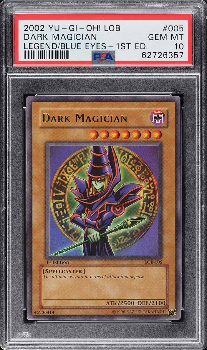 2002 Yu-Gi-Oh! Legend Of Blue-Eyes 1st Edition Dark Magician #LOB-005 PSA 10 GEM
