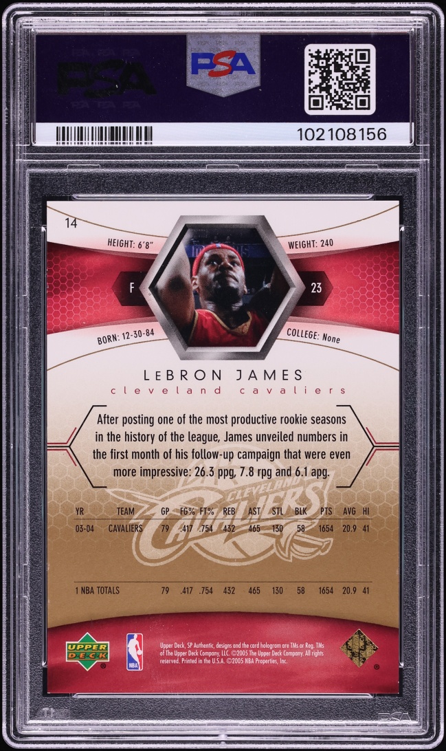 2004 SP Authentic Extra Limited LeBron James /25 #14 PSA 8 NM-MT