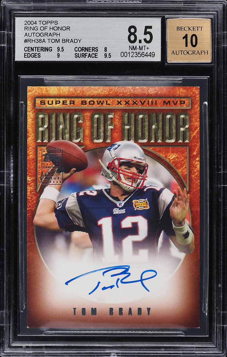 2004 Topps Ring Of Honor Autographs Tom Brady AUTO #RH38A BGS 8.5 NM-MT+