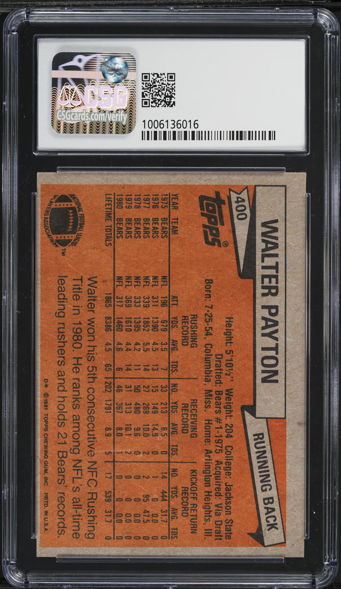 1981 Topps Football Walter Payton ALL PRO #400 CSG 8.5 NM-MT+