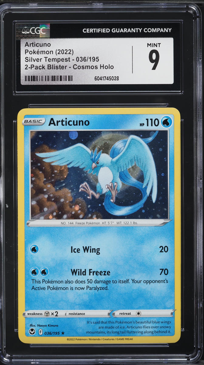 2022 Pokemon Sword & Shield Silver Tempest 2-Pack Blister Cosmos Holo Articuno #036 CGC 9 MINT