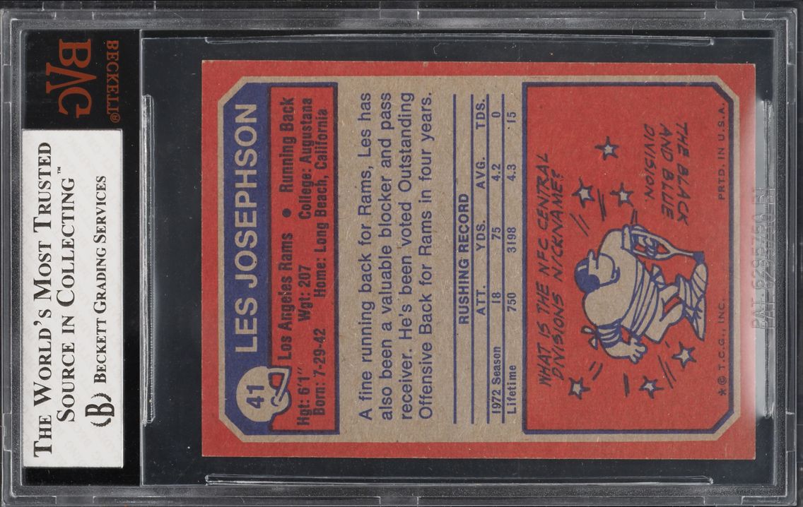 1973 Topps Football Les Josephson #41 BVG 8 NM-MT