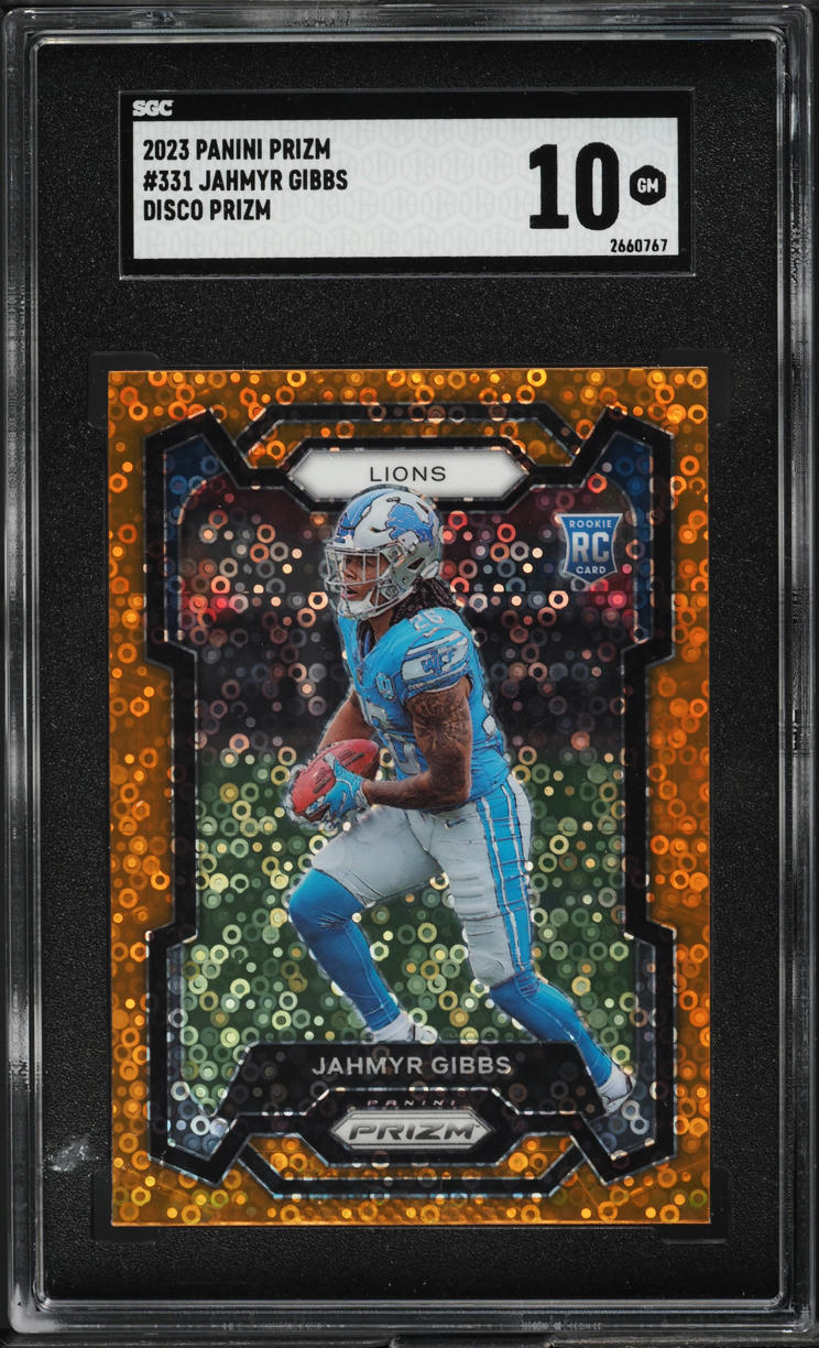 2023 Panini Prizm Disco Jahmyr Gibbs ROOKIE #331 SGC 10 GEM MINT