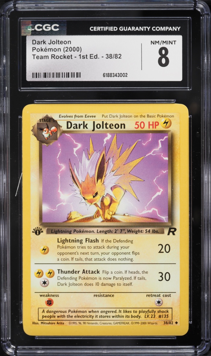 2000 Pokemon Team Rocket 1st Edition Dark Jolteon #38 CGC 8 NM-MT