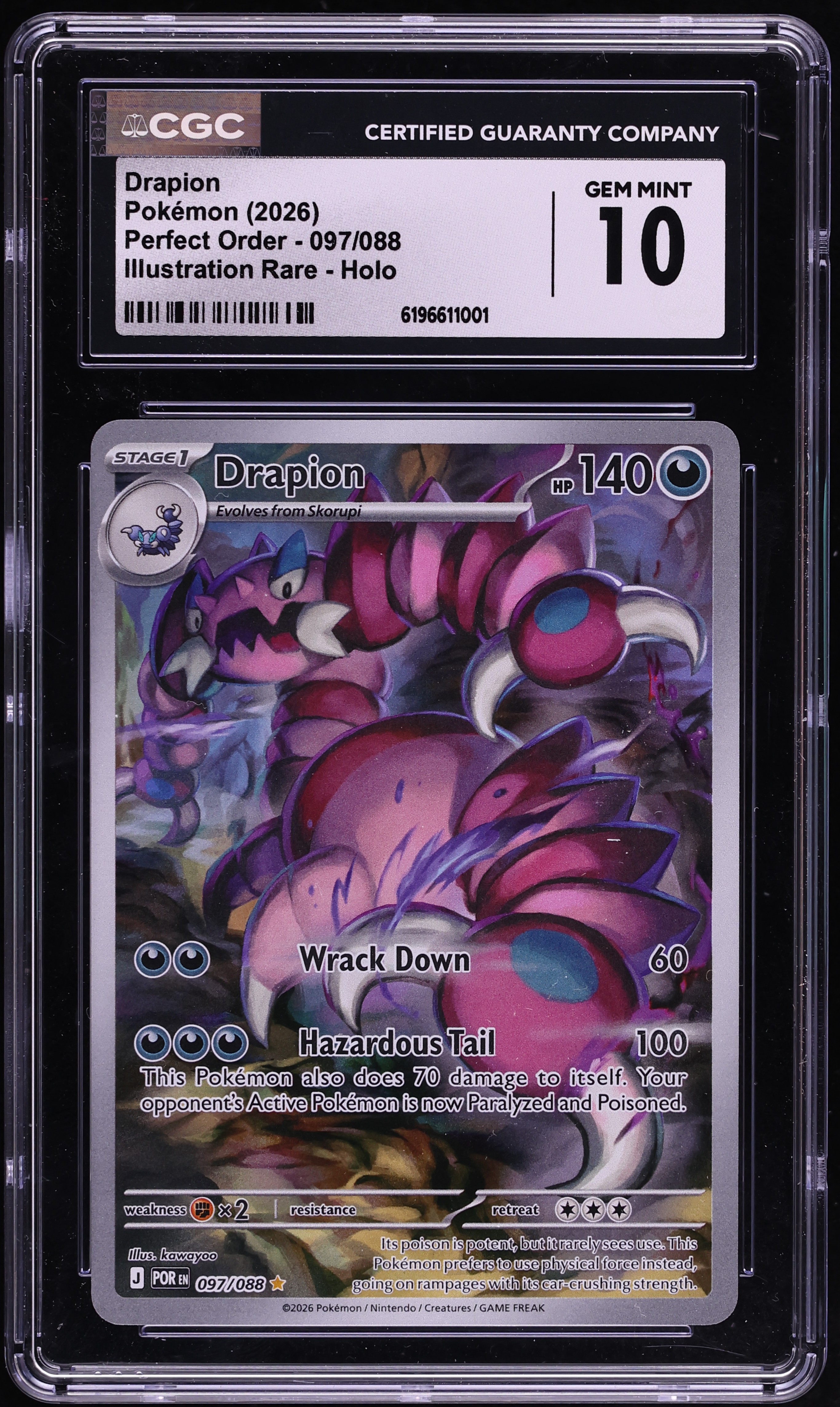 2026 Pokemon Mega Evolution Perfect Order IR Drapion #97 CGC 10 GEM MINT