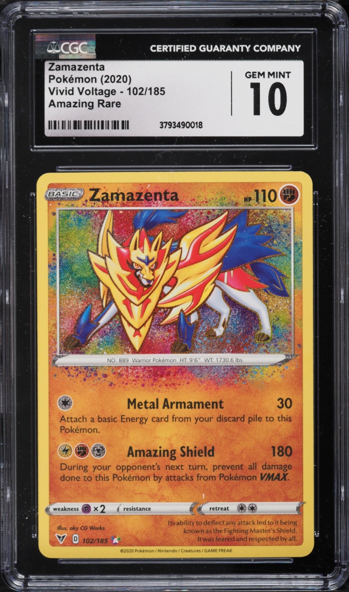 2020 Pokemon Sword & Shield Vivid Voltage Amazing Rare Zamazenta #102 CGC 10 GEM MINT
