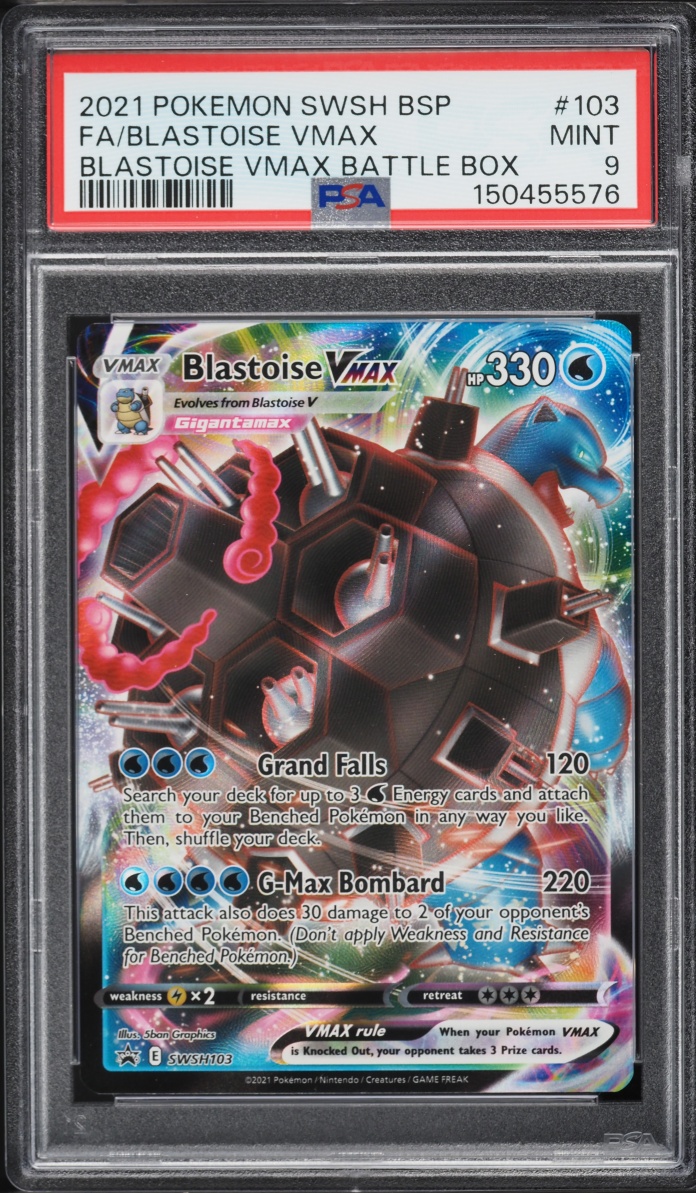 2021 Pokemon Sword & Shield Promo Battle Box Full Art Blastoise VMAX #SWSH103 PSA 9 MINT