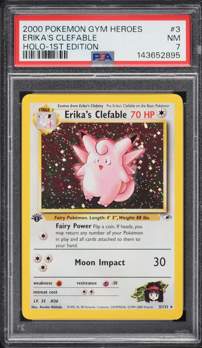 2000 Pokemon Gym Heroes 1st Edition Holo Erika's Clefable #3 PSA 7 NRMT