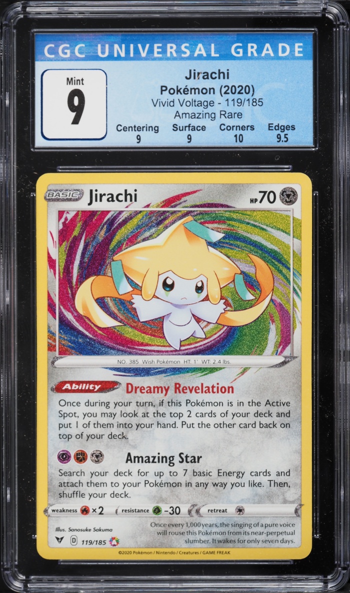 2020 Pokemon Sword & Shield Vivid Voltage Amazing Rare Jirachi #119 CGC 9 MINT