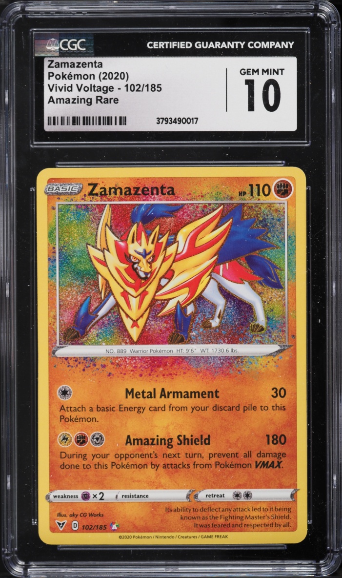 2020 Pokemon Sword & Shield Vivid Voltage Amazing Rare Zamazenta #102 CGC 10 GEM MINT