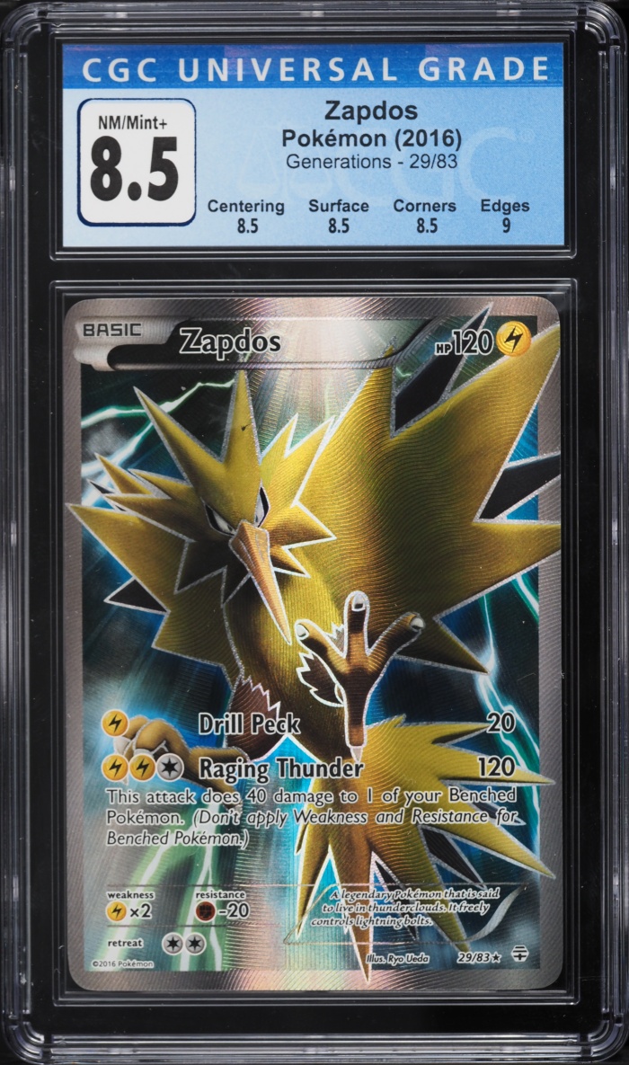 2016 Pokemon XY Generations Full Art Zapdos #29 CGC 8.5 NM-MT+