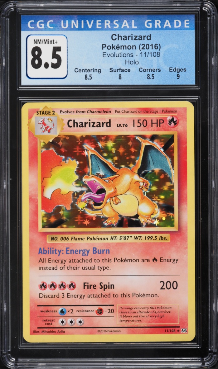 2016 Pokemon XY Evolutions Holo Charizard #11 CGC 8.5 NM-MT+