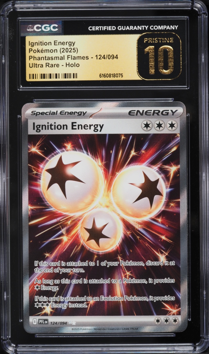 2025 Pokemon Mega Phantasmal Flames Full Art Ignition Energy #124 CGC 10 PRISTINE