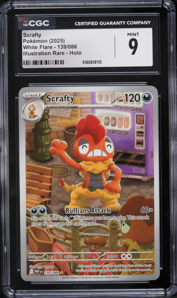 2025 Pokemon Scarlet & Violet White Flare IR Scrafty #139 CGC 9 MINT