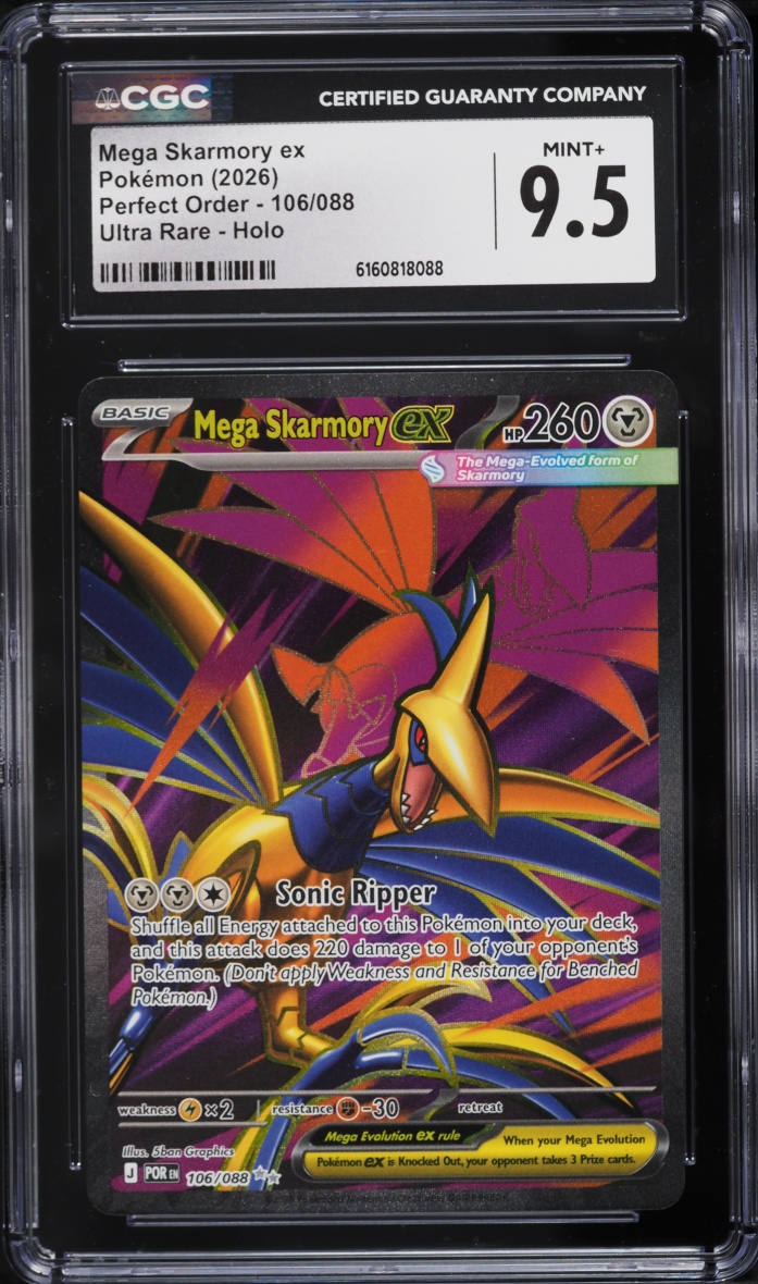2026 Pokemon Mega Evolution Perfect Order Full Art Mega Skarmory Ex #106 CGC 9.5 MINT+