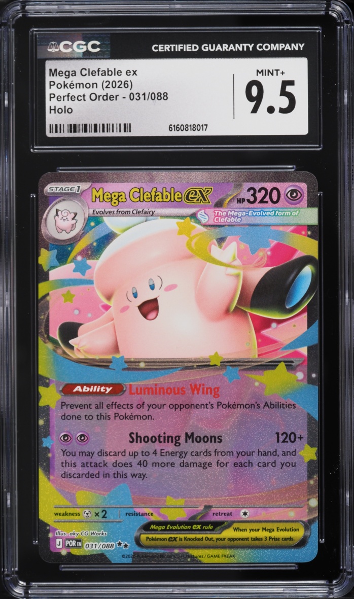 2026 Pokemon Mega Evolution Perfect Order Holo Mega Clefable Ex #31 CGC 9.5 MINT+