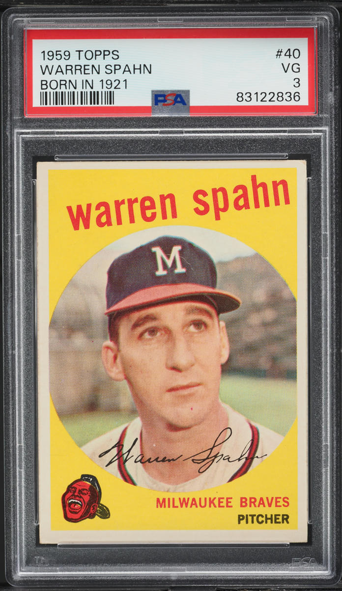 1959 Topps Warren Spahn BORN IN 1921 #40 PSA 3 VG