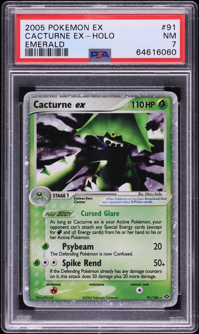 2005 Pokemon EX Emerald Holo Cacturne EX #91 PSA 7 NRMT