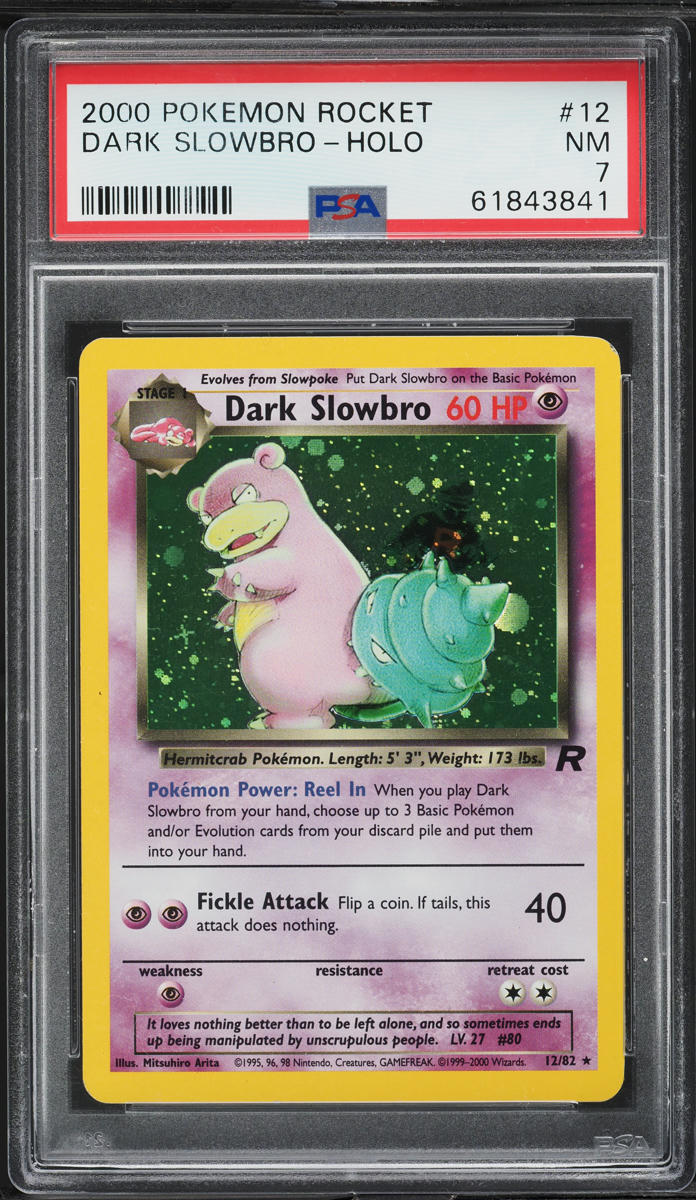 2000 Pokemon Team Rocket Holo Dark Slowbro #12 PSA 7 NRMT