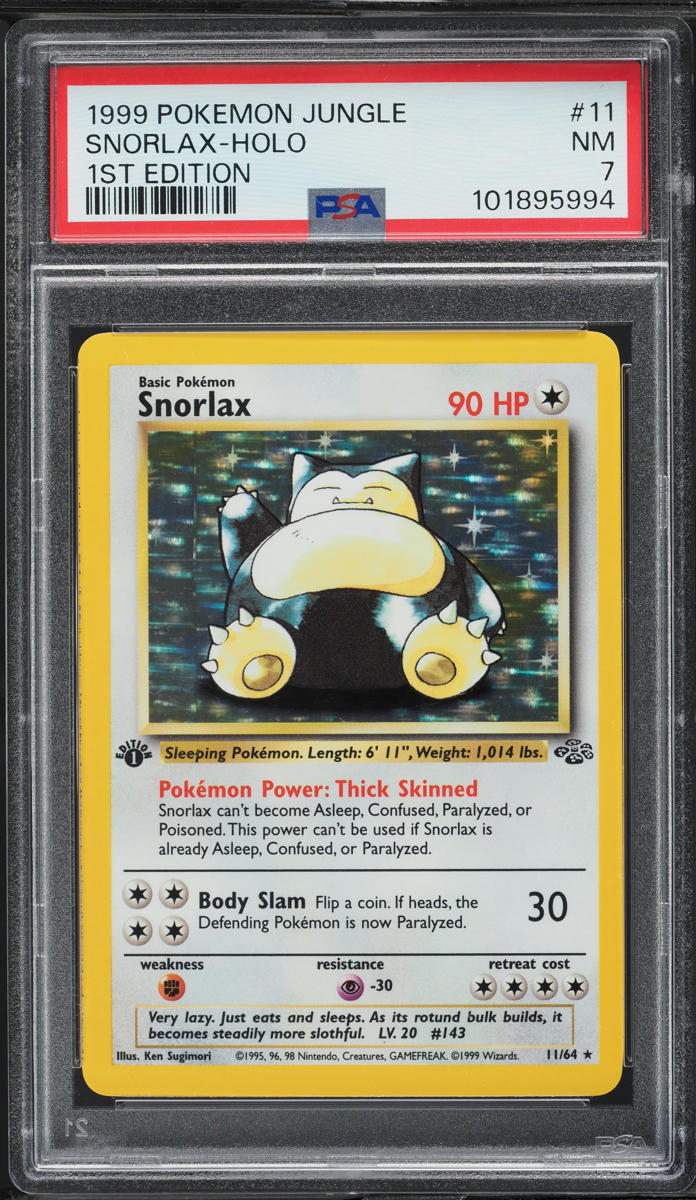 1999 Pokemon Jungle 1st Edition Holo Snorlax #11 PSA 7 NRMT