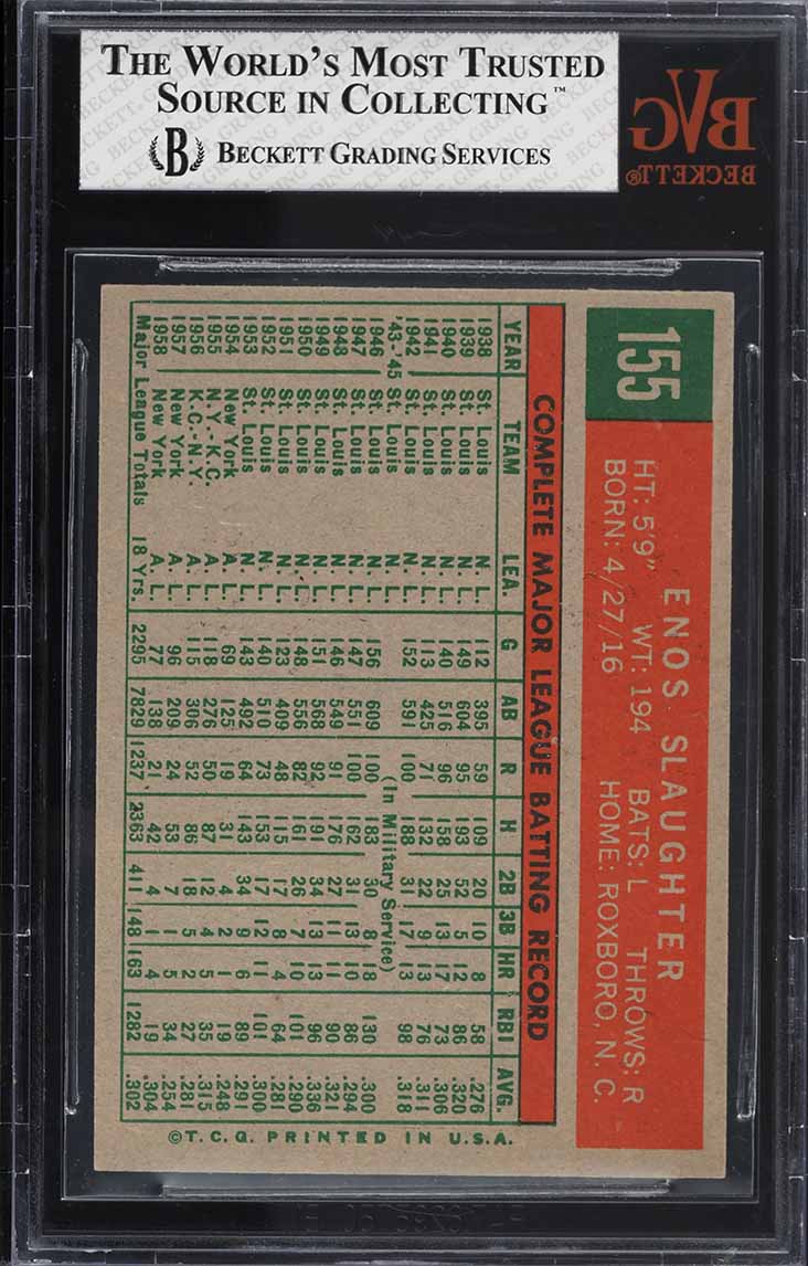 1959 Topps Enos Slaughter #155 BVG 6.5 EXMT+