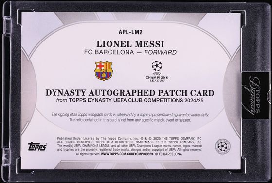 2024 Topps Dynasty UEFA Champions League Lionel Messi PATCH AUTO /10 #APL-LM2