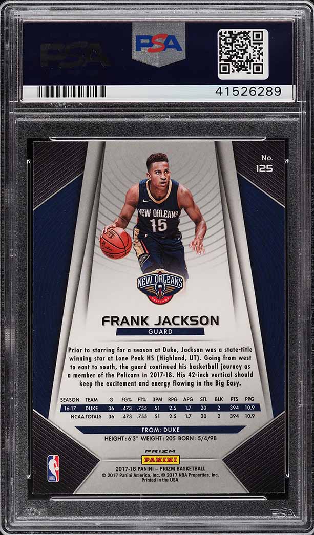 2017 Panini Prizm Silver Prizms Frank Jackson ROOKIE RC #125 PSA 10 GEM MINT