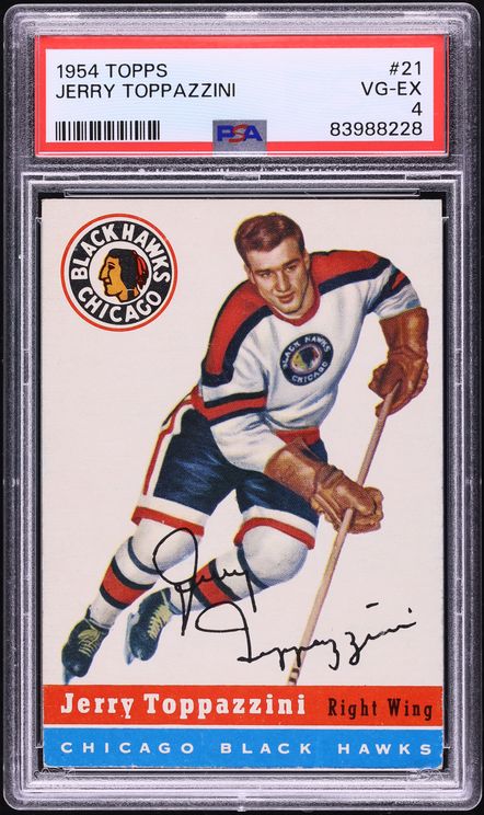 1954 Topps Hockey Jerry Toppazzini #21 PSA 4 VGEX