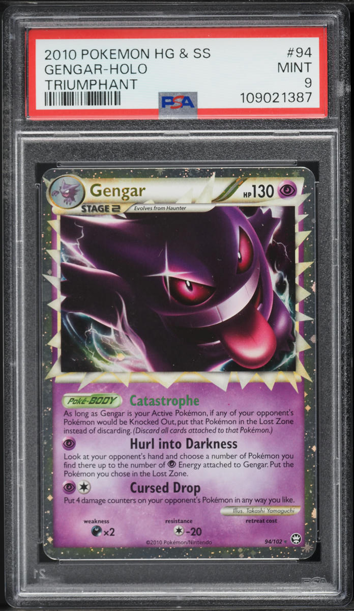 2010 Pokemon HeartGold & SoulSilver Triumphant Holo Prime Gengar #94 PSA 9 MINT