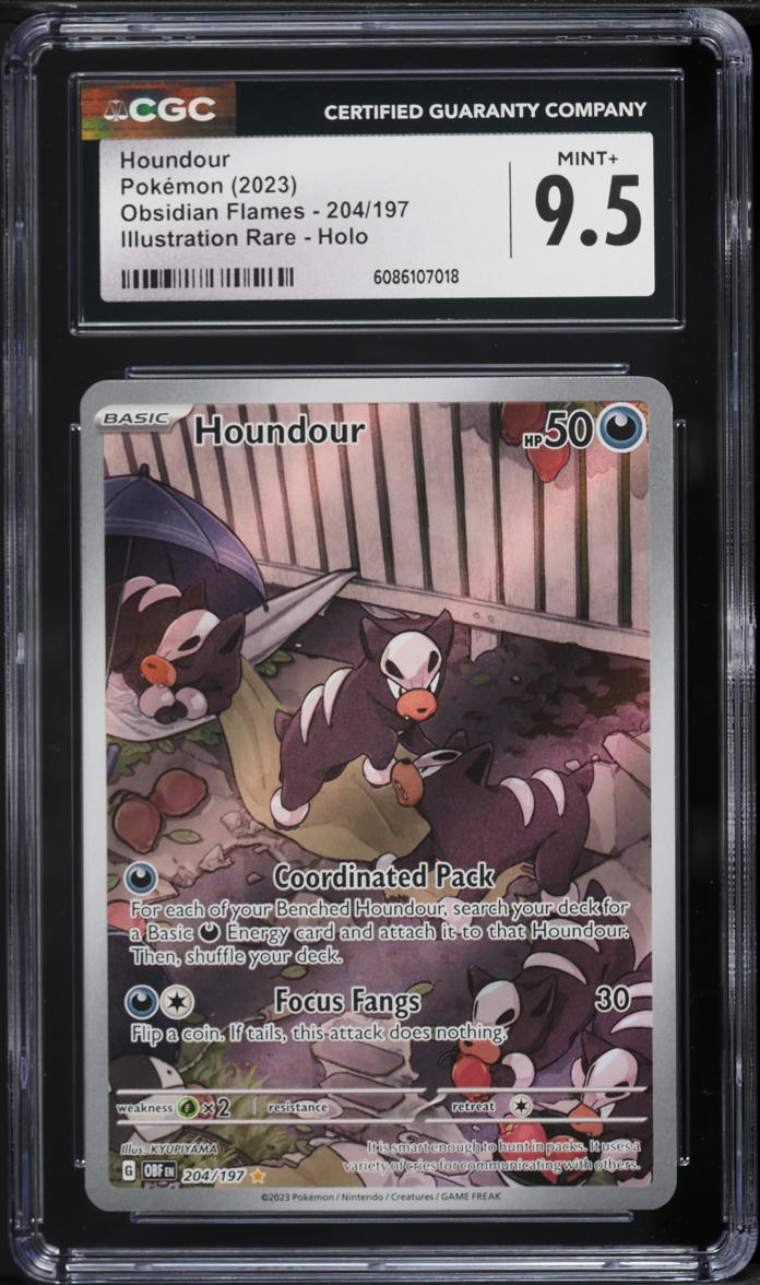 2023 Pokemon Scarlet & Violet Obsidian Flames IR Houndour #204 CGC 9.5 MINT+