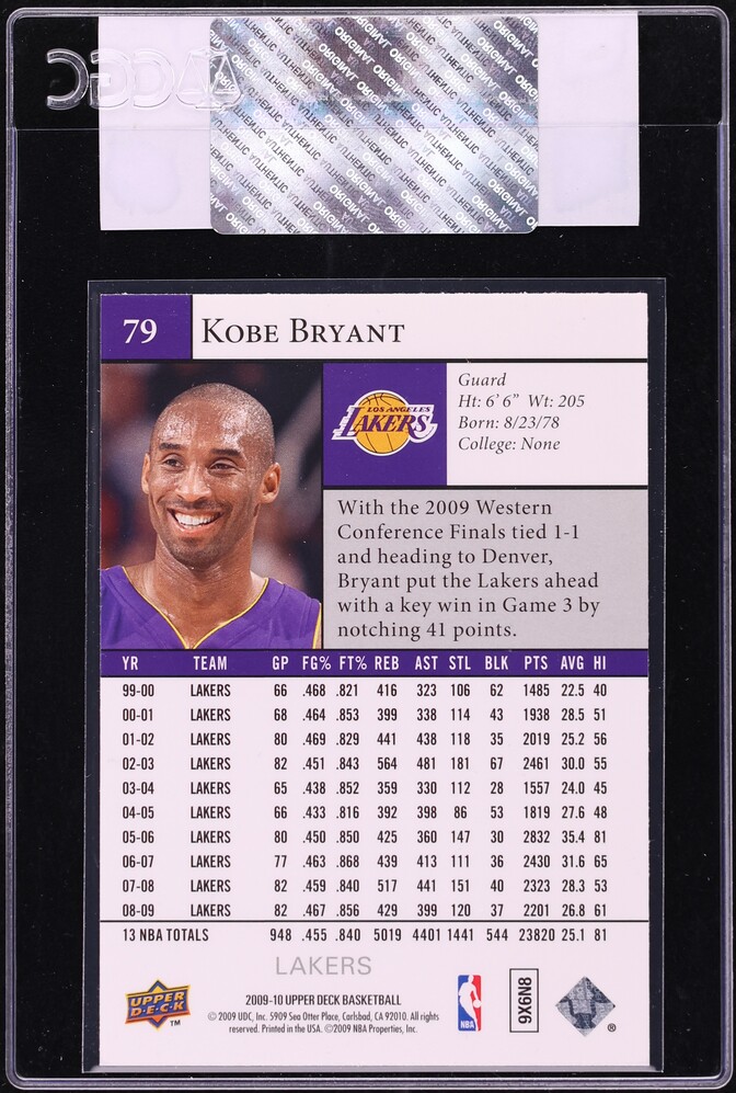 2009 Upper Deck Basketball Kobe Bryant #79 CGC AUTH