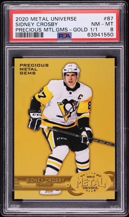2020 Metal Universe Precious Metal Gems PMG Gold Sidney Crosby 1/1 #87 PSA 8 NM-MT