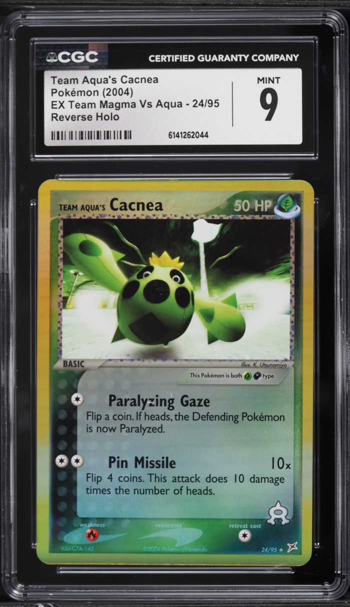 2004 Pokemon EX Team Magma Vs Aqua Reverse Holo Team Aqua's Cacnea #24 CGC 9 MINT