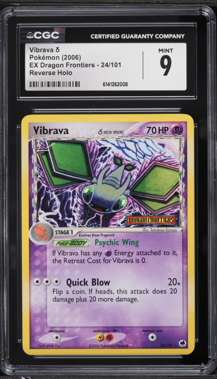 2006 Pokemon EX Dragon Frontiers Reverse Holo Vibrava #24 CGC 9 MINT