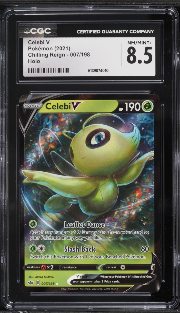 2021 Pokemon Sword & Shield Chilling Reign Holo Celebi V #7 CGC 8.5 NM-MT+