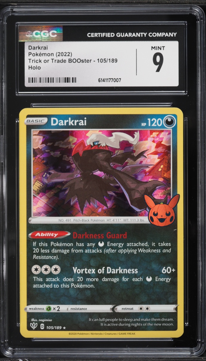 2022 Pokemon Sword & Shield Trick Or Trade BOOster Holo Darkrai #105 CGC 9 MINT