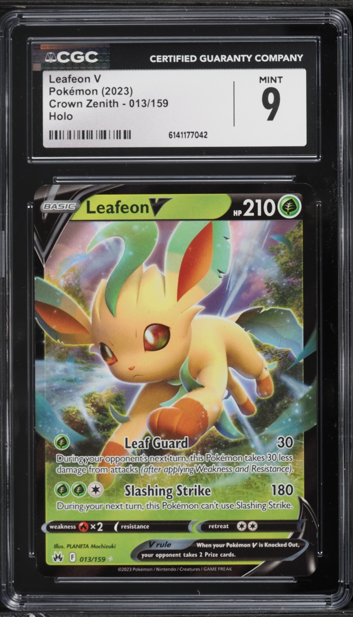 2023 Pokemon Sword & Shield Crown Zenith Holo Leafeon V #13 CGC 9 MINT