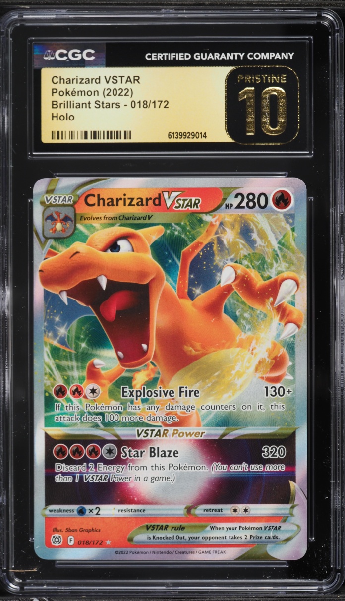 2022 Pokemon Sword & Shield Brilliant Stars Holo Charizard VSTAR #18 CGC 10 PRISTINE