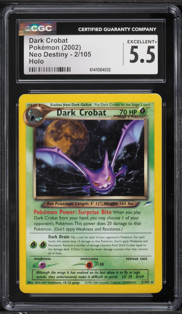 2002 Pokemon Neo Destiny Holo Dark Crobat #2 CGC 5.5 EX+