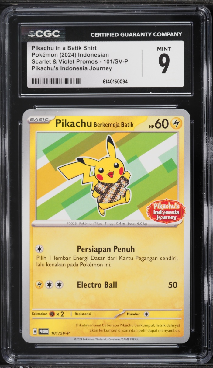 2024 Pokemon Indonesian Scarlet & Violet Promo Pikachu In A Batik Shirt #101 CGC 9 MINT