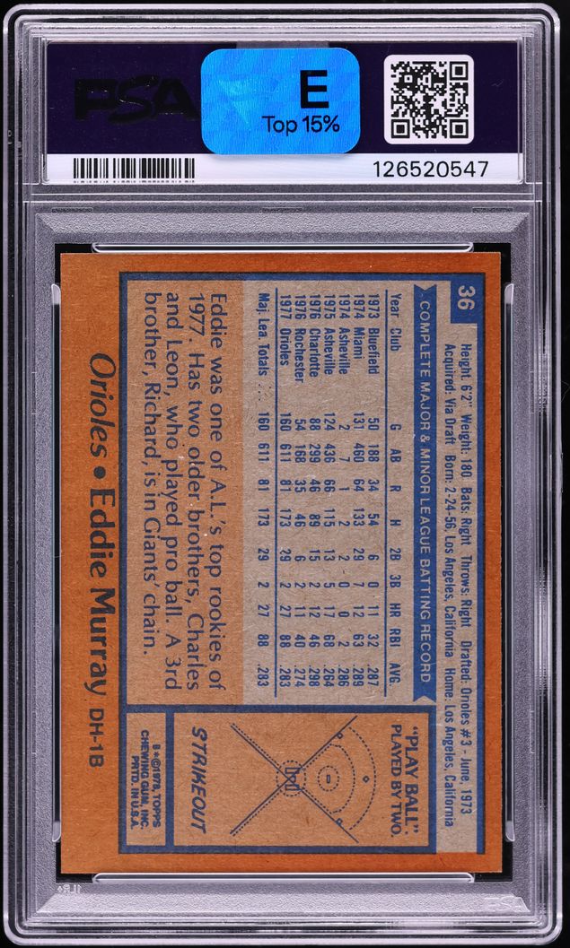 1978 Topps Eddie Murray ROOKIE #36 PSA 9 MINT