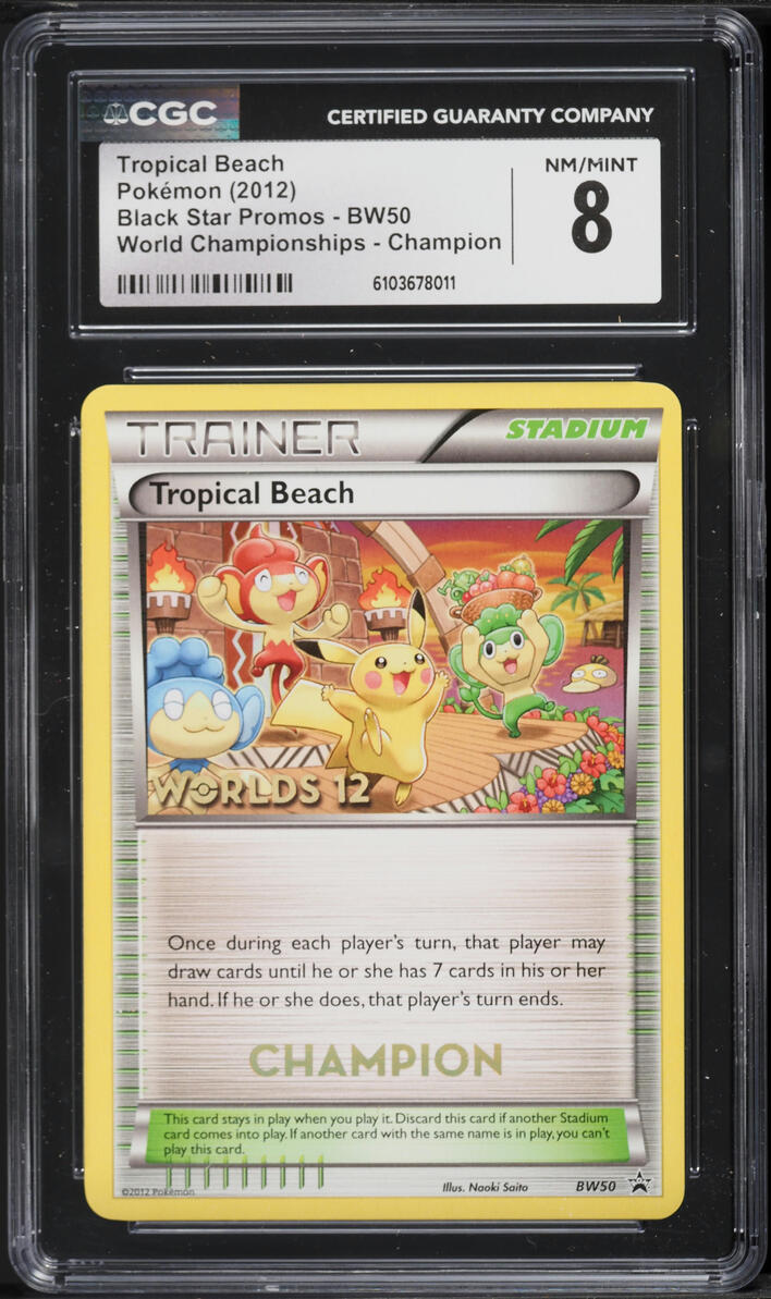 2012 Pokemon BW Promo World Championships Champion Tropical Beach #BW50 CGC 8 NM-MT